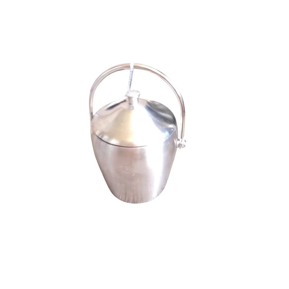 Brushed Stainless Steel Ice Bucket with Lid Handle and Drain Plate Insulated